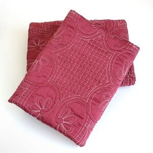 Vintage Standard Bohemian / Old Hollywood Glam Red Satin Pillow Shams Set of 2